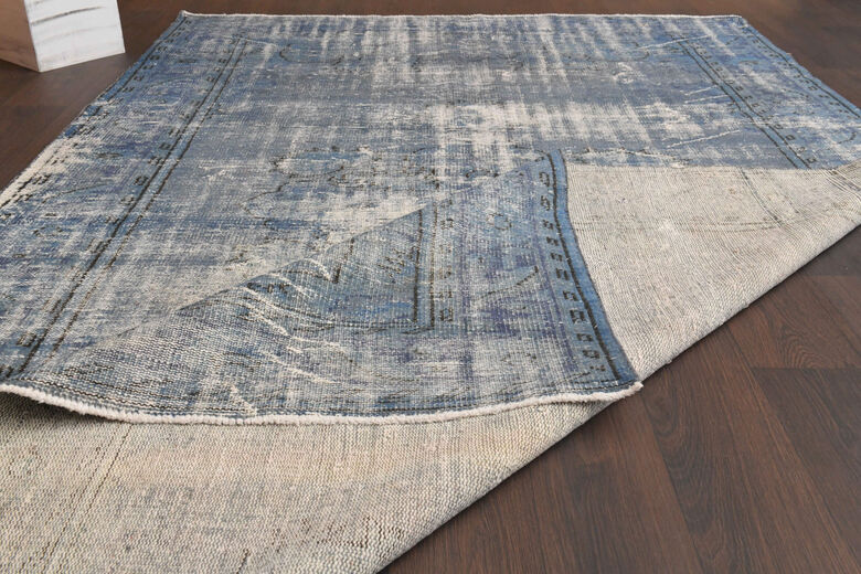 Blue Turkish Anatolian Vintage Area Rug