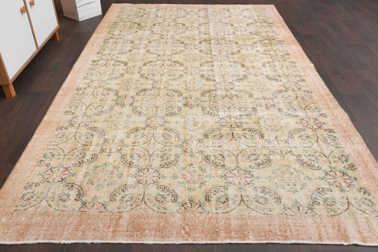 Bordered Antique Ikat Area Rug