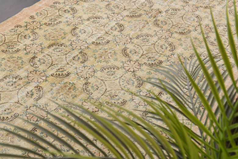 Bordered Antique Ikat Area Rug