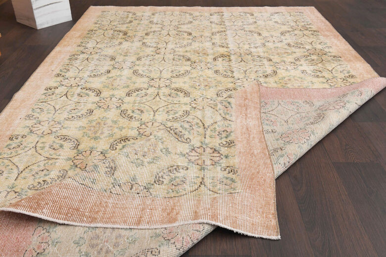 Bordered Antique Ikat Area Rug