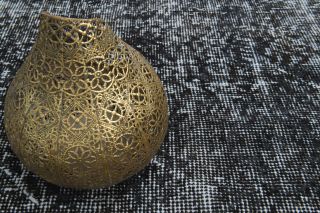 Solid Black Vintage Anatolian Rug - Thumbnail