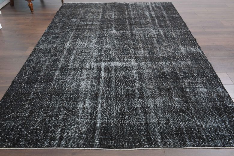 Solid Black Vintage Anatolian Rug
