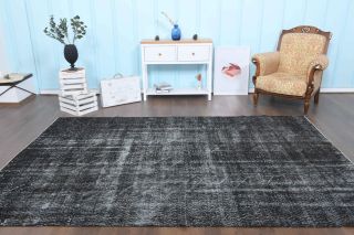 Solid Black Vintage Anatolian Rug - Thumbnail