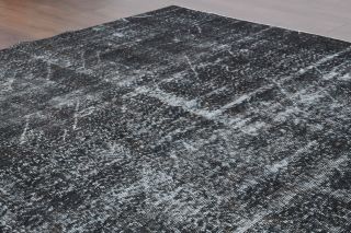 Solid Black Vintage Anatolian Rug - Thumbnail