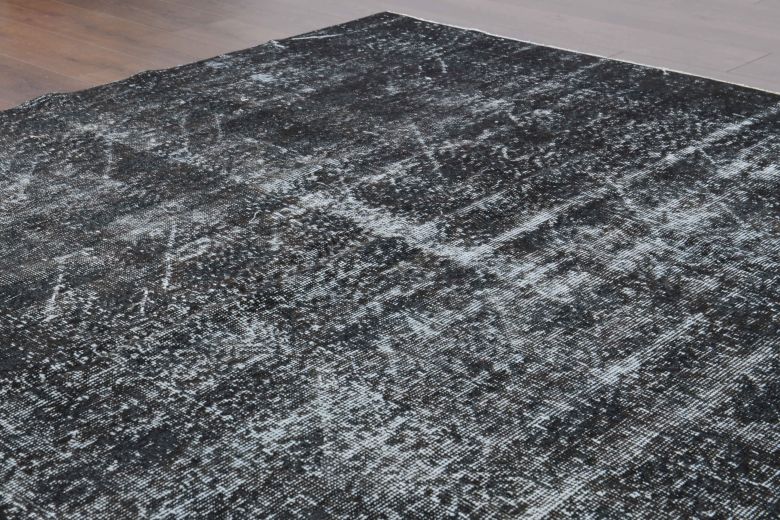 Solid Black Vintage Anatolian Rug
