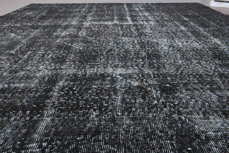 Solid Black Vintage Anatolian Rug