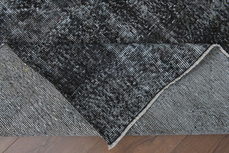 Solid Black Vintage Anatolian Rug