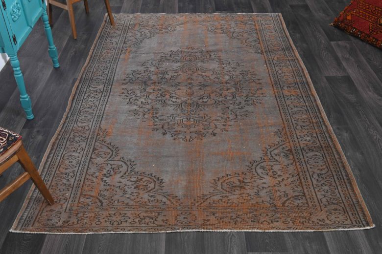 Gray-Orange Oriental Vintage Rug