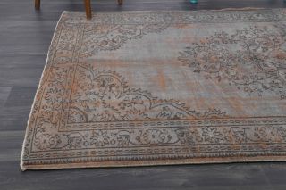 Gray-Orange Oriental Vintage Rug - Thumbnail