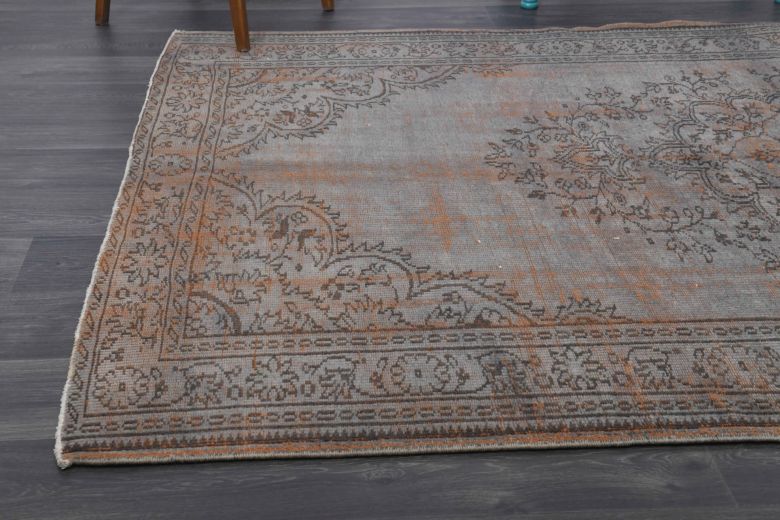 Gray-Orange Oriental Vintage Rug