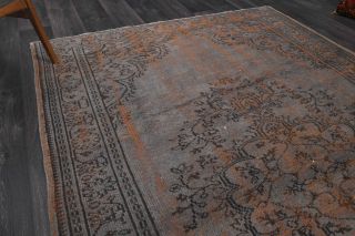 Gray-Orange Oriental Vintage Rug - Thumbnail