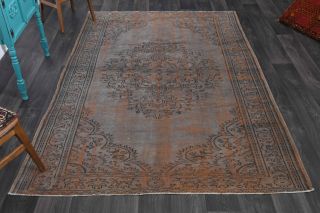 Gray-Orange Oriental Vintage Anatolian Rug - Thumbnail