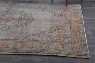 Gray-Orange Oriental Vintage Anatolian Rug - Thumbnail
