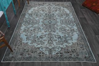 Oriental Blue Turkish Area Rug - Thumbnail