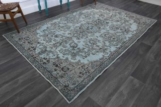 Oriental Blue Turkish Area Rug - Thumbnail