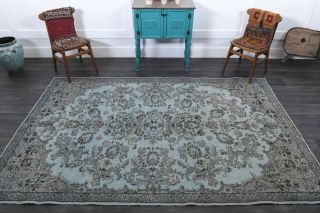 Oriental Blue Turkish Area Rug - Thumbnail