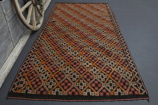 Vintage Flatweave Wide Runner Rug - Thumbnail