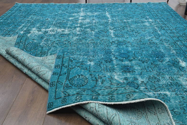 Vintage Blue Overdyed Anatolian Area Rug