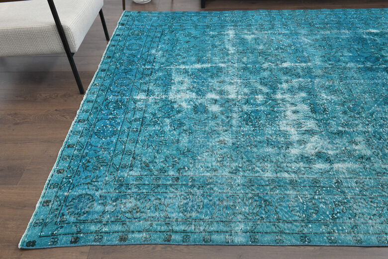 Vintage Blue Overdyed Anatolian Area Rug