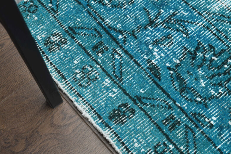 Vintage Blue Overdyed Anatolian Area Rug