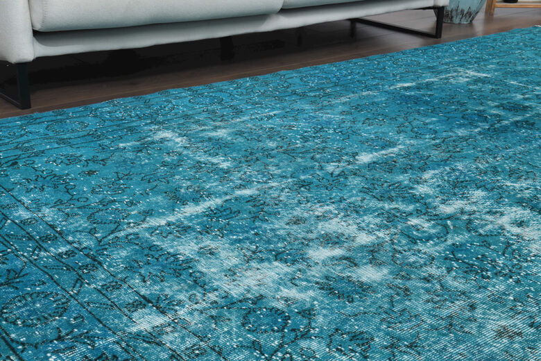 Vintage Blue Overdyed Anatolian Area Rug