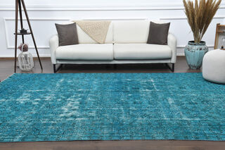 Vintage Blue Overdyed Anatolian Area Rug - Thumbnail