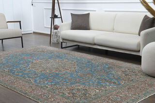 Unique Vintage Blue 7x11 Rug - Thumbnail