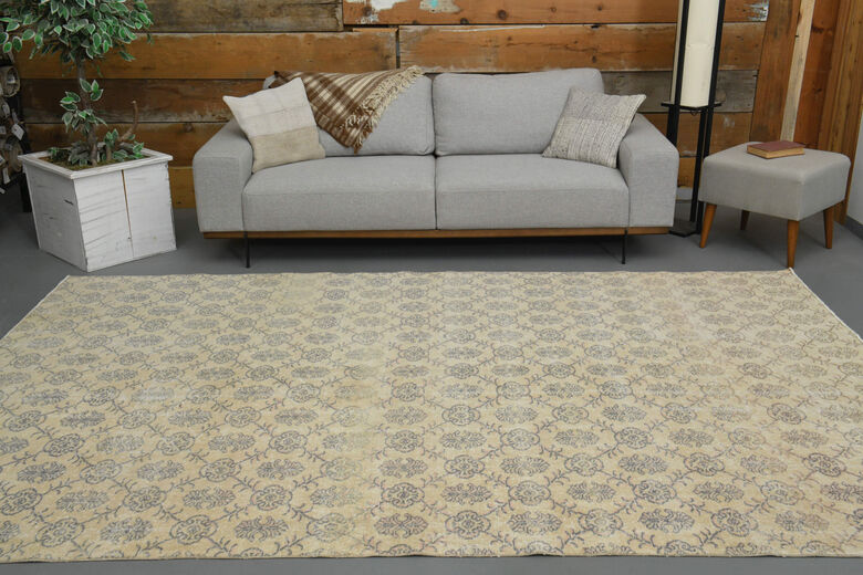 7x11 Handmade Vintage Neutral Rug