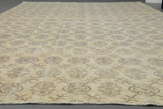 7x11 Handmade Vintage Neutral Rug - Thumbnail