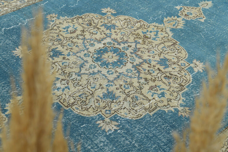 Oversize Blue Oriental Vintage Rug