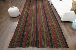 Vintage Oversized Striped Rug - Thumbnail