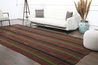 Vintage Oversized Striped Rug - Thumbnail