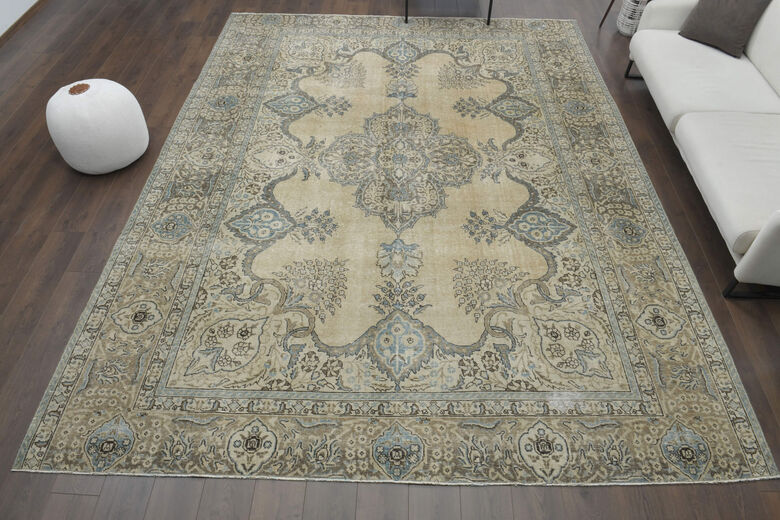 Brown Green Vintage Area Rug