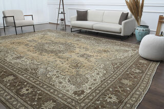 Orange Brown Antique Rug - Thumbnail