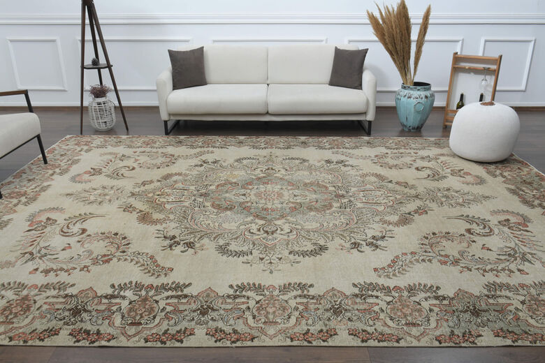 Handmade Beige Area Rug