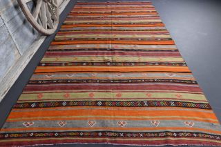 Vintage Kilim Wide Runner Rug - Thumbnail