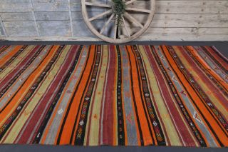 Vintage Kilim Wide Runner Rug - Thumbnail