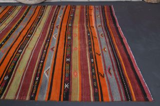 Vintage Kilim Wide Runner Rug - Thumbnail