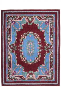 Blue & Burgundy - Vintage Oversized Area Rug - Thumbnail