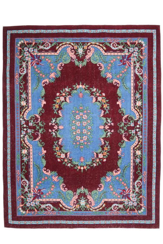 Blue & Burgundy - Vintage Oversized Area Rug