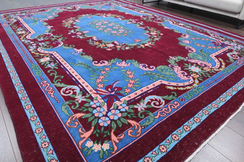 Blue & Burgundy - Vintage Oversized Area Rug