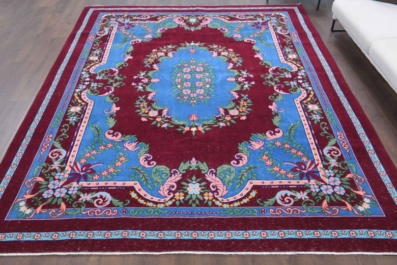 Blue & Burgundy - Vintage Oversized Area Rug