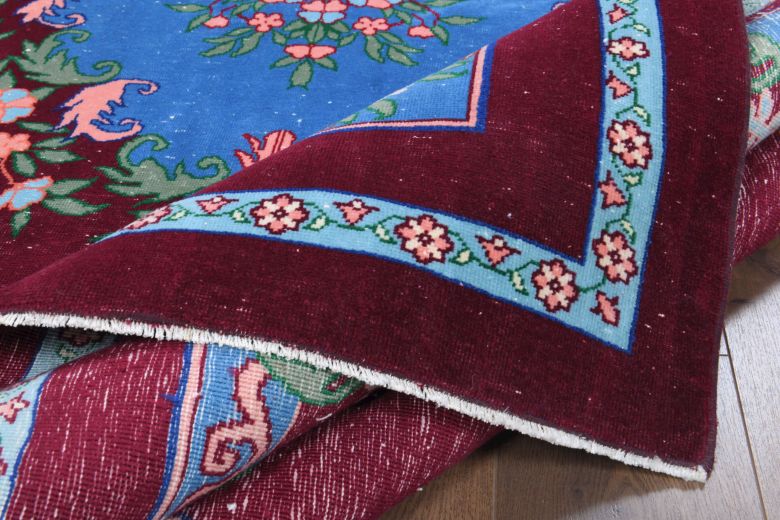 Blue & Burgundy - Vintage Oversized Area Rug