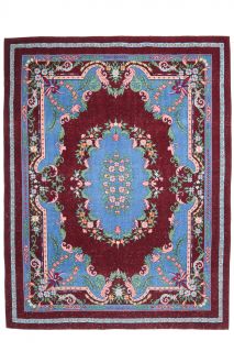 Blue & Burgundy - Vintage Oversized Anatolian Area Rug - Thumbnail
