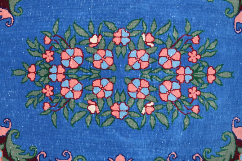 Blue & Burgundy - Vintage Oversized Anatolian Area Rug