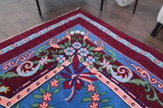 Blue & Burgundy - Vintage Oversized Anatolian Area Rug - Thumbnail