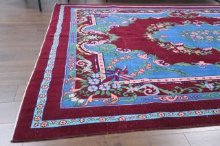 Blue & Burgundy - Vintage Oversized Anatolian Area Rug - Thumbnail