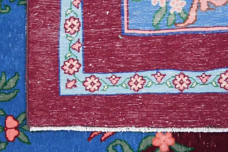 Blue & Burgundy - Vintage Oversized Anatolian Area Rug