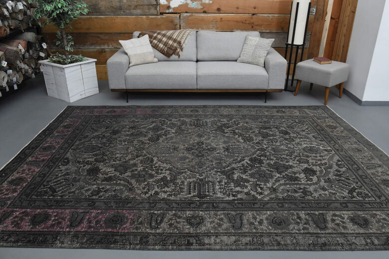 Anatolian Black Vintage Turkish Area Rug