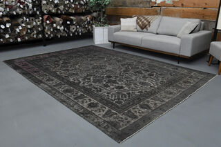Anatolian Black Vintage Turkish Area Rug - Thumbnail